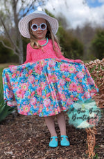 Load image into Gallery viewer, Neon Floral Twirl Lace Dress

