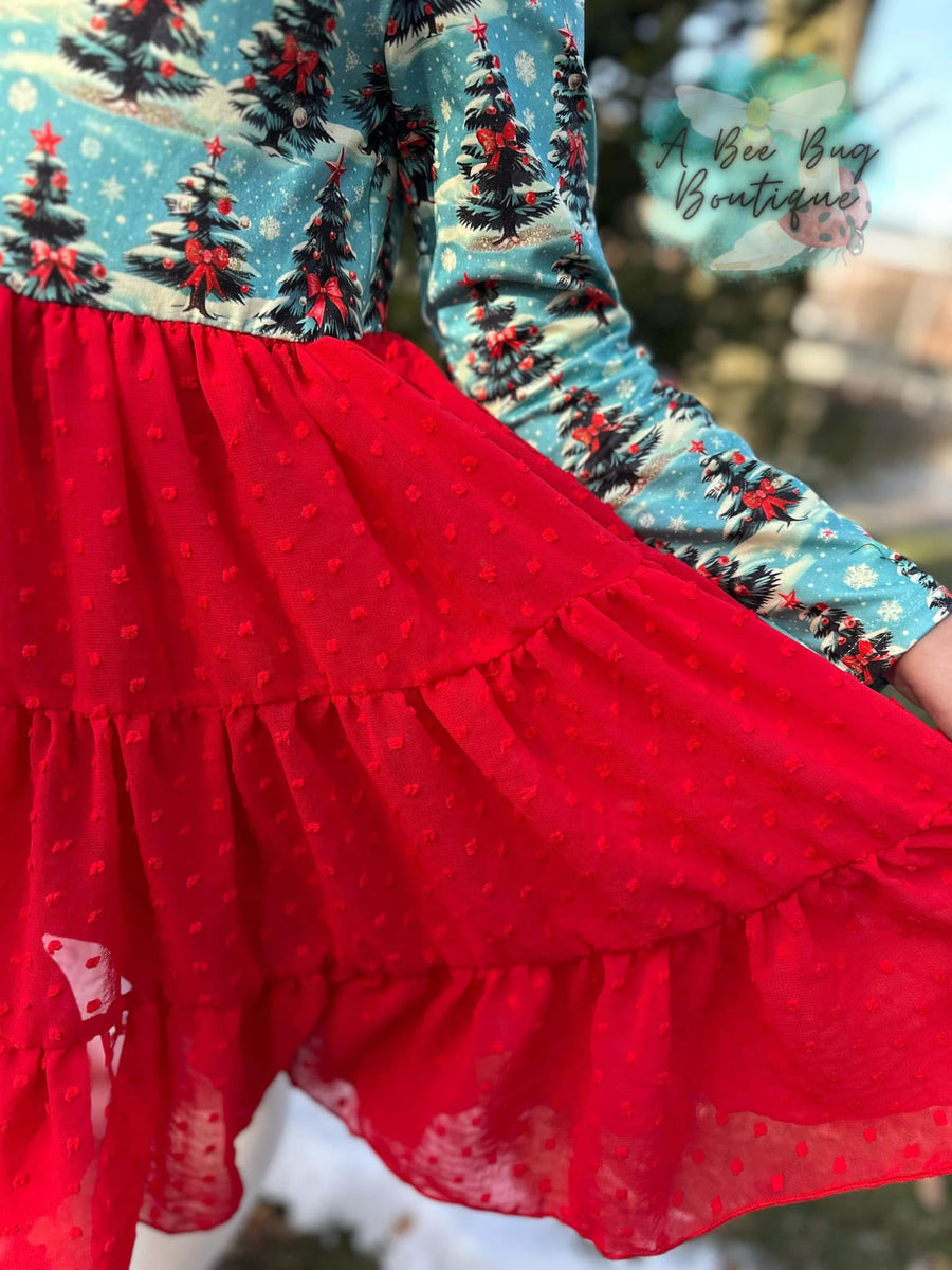 red christmas tree dress Christmas Tree Smocked Red Corduroy Dress by Classic Whimsy - Girls Dresses