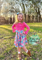 Load image into Gallery viewer, Neon Floral Twirl Lace Dress

