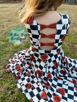 Load image into Gallery viewer, Racing Hearts Twirl Dress
