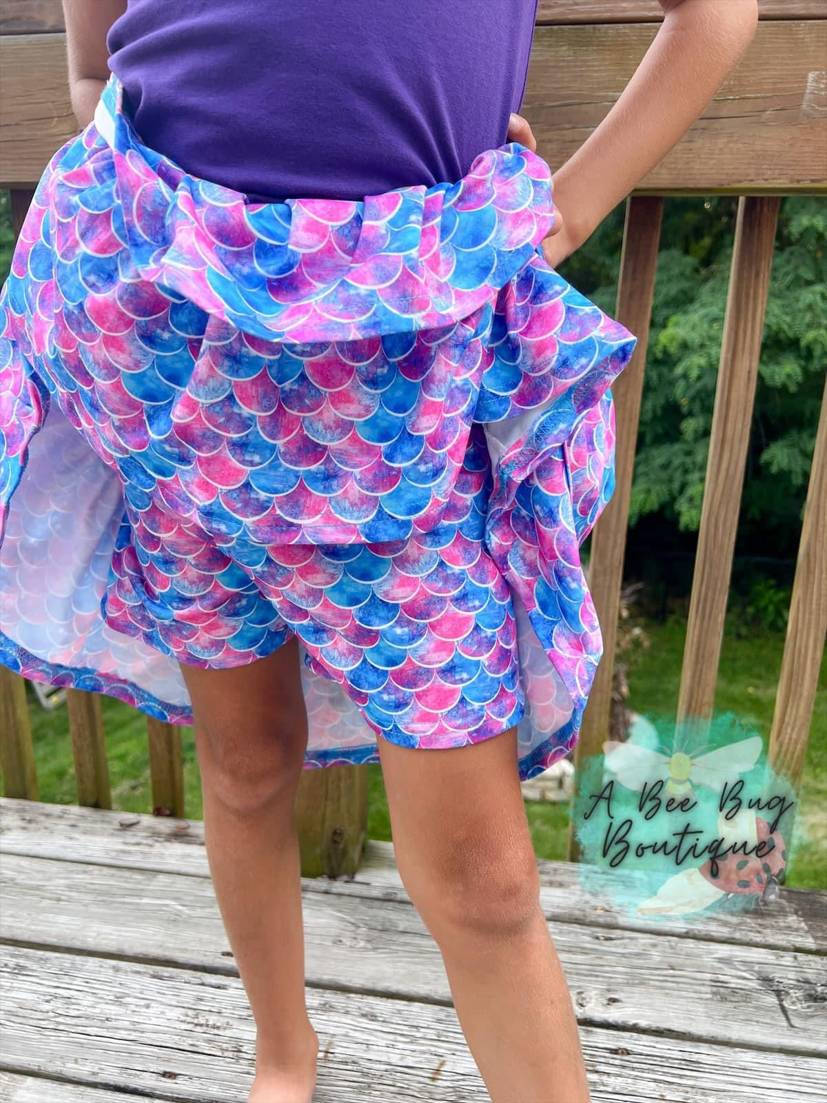 Watercolor Mermaid Ruffled Skort