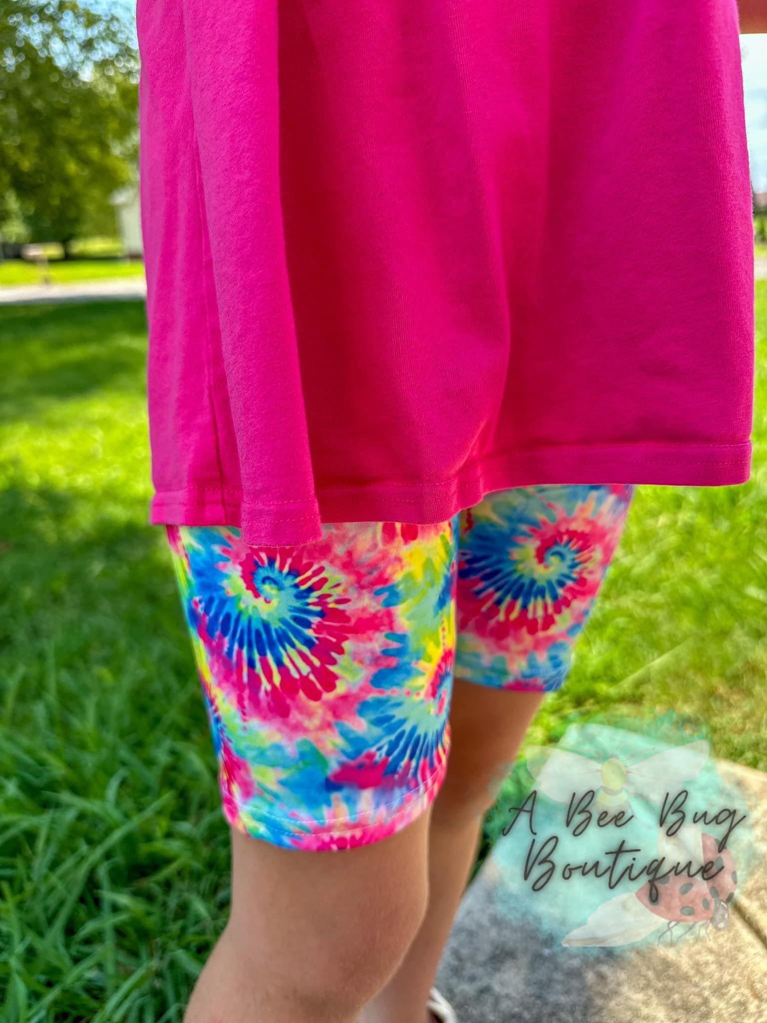 Neon Tie Dye biker shorts