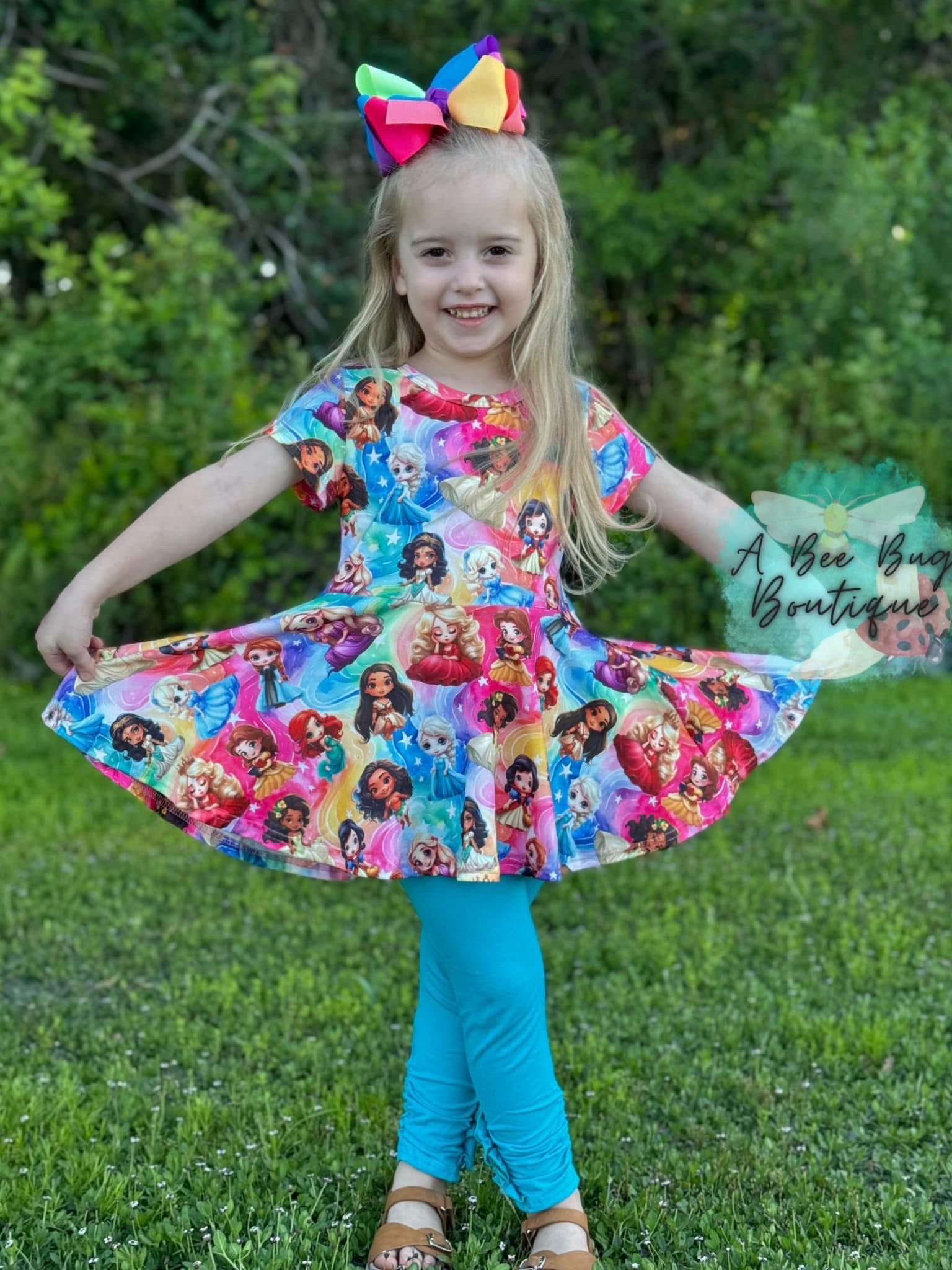 Rainbow Princesses Bow Back Peplum