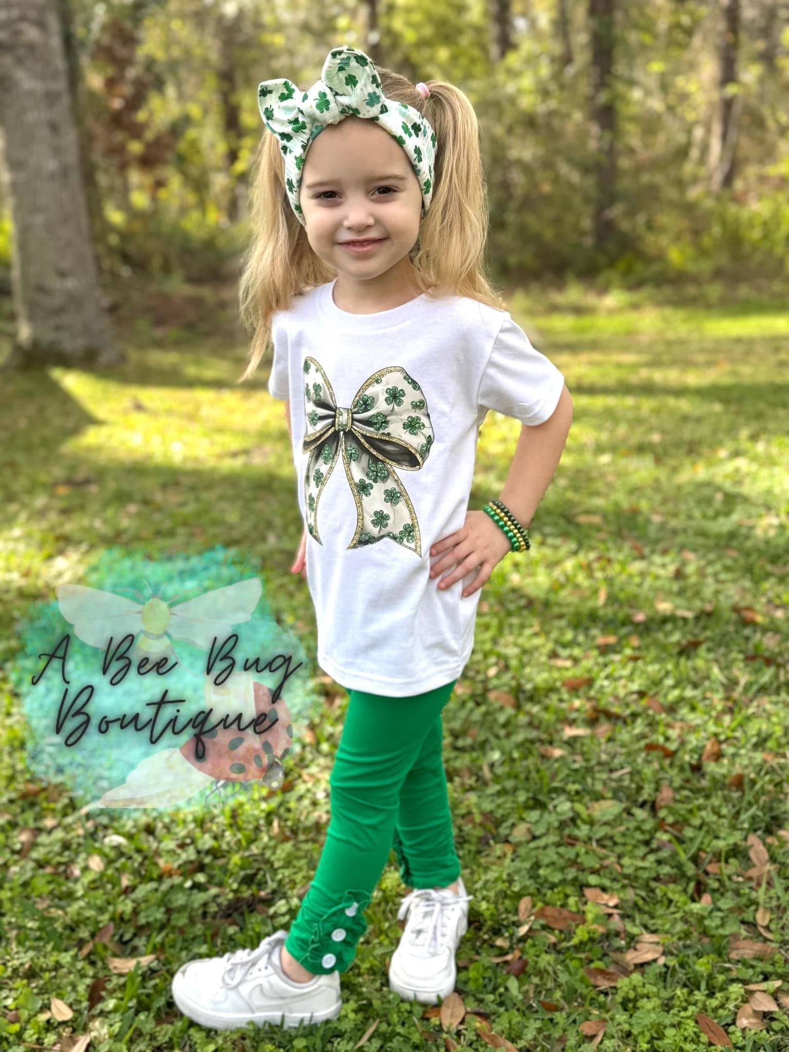 Green button leggings