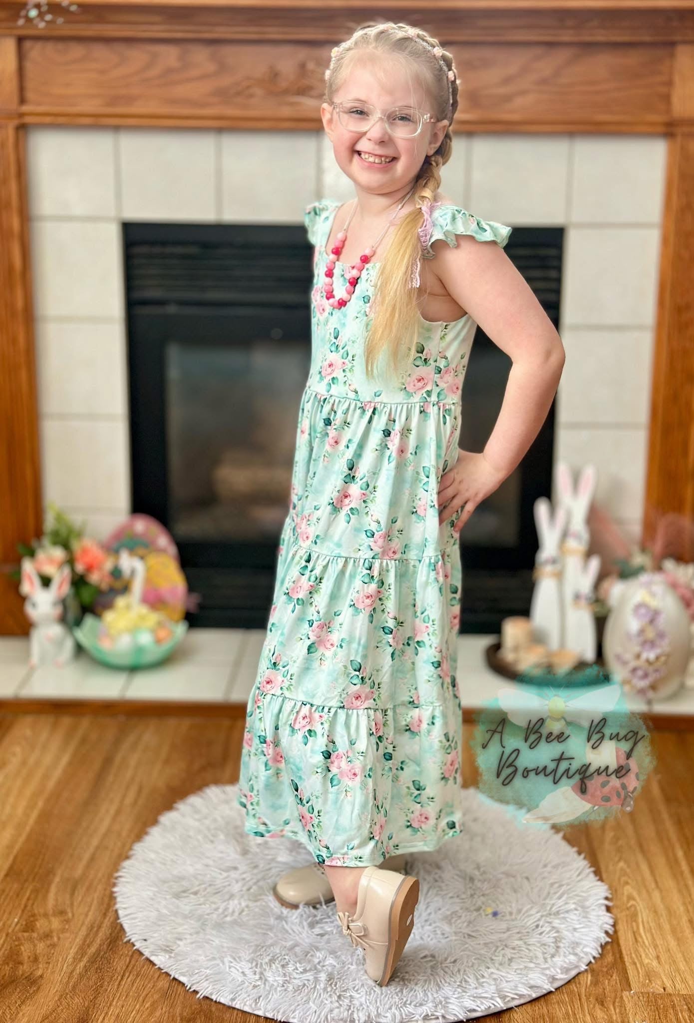 Spring Sage Floral Maxi Dress