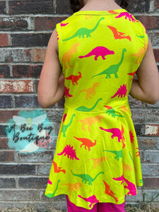 Neon Dinos Peplum Top