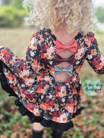 Load image into Gallery viewer, Midnight Blooms Skirted Romper
