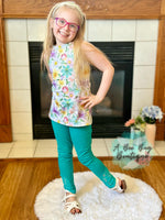 Load image into Gallery viewer, Teal Lace Insert Leggings
