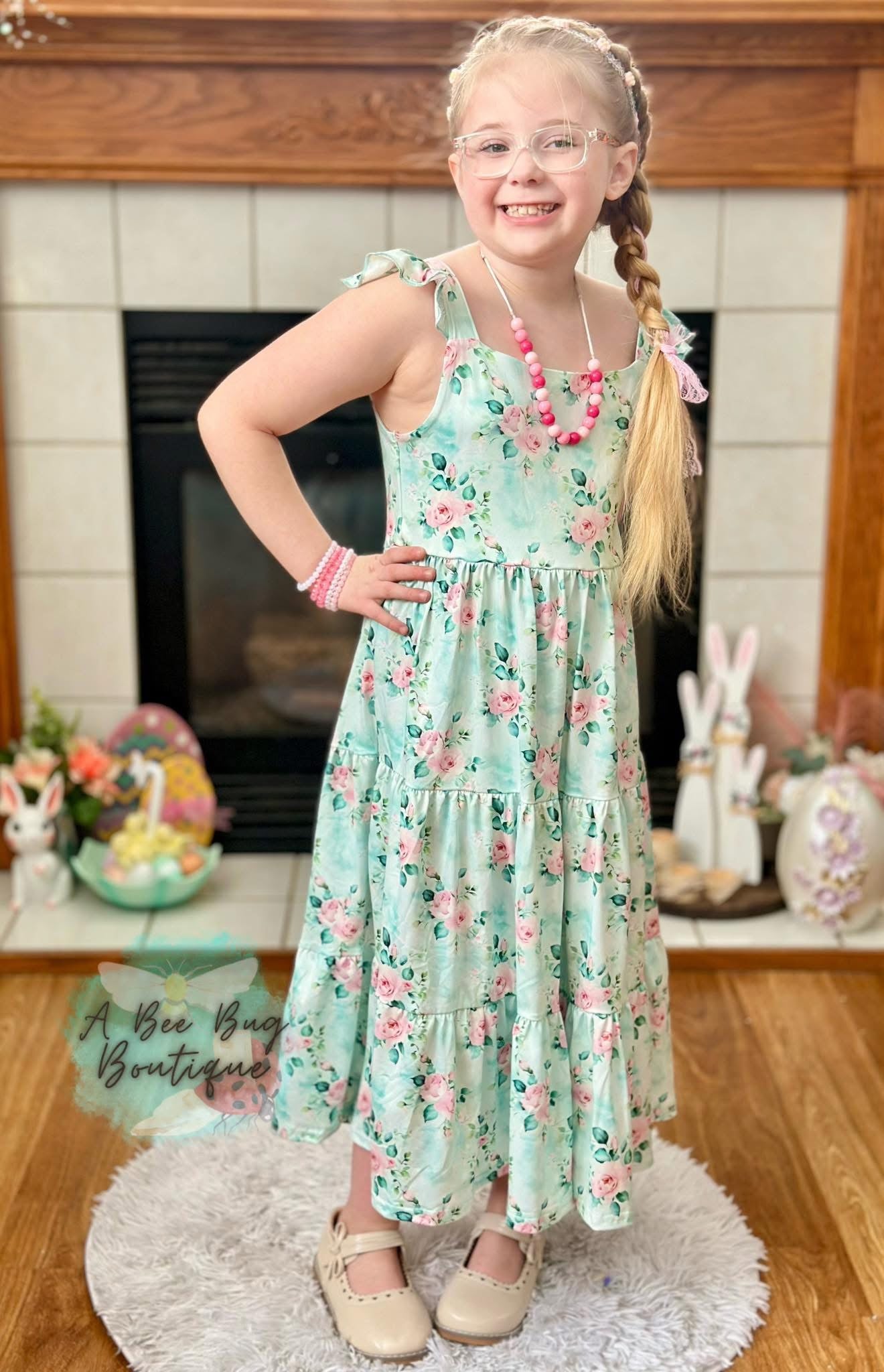Spring Sage Floral Maxi Dress