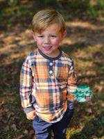 Load image into Gallery viewer, Autumn Plaid Henley Top
