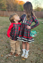 Load image into Gallery viewer, Classic Christmas Plaid Raglan Tee
