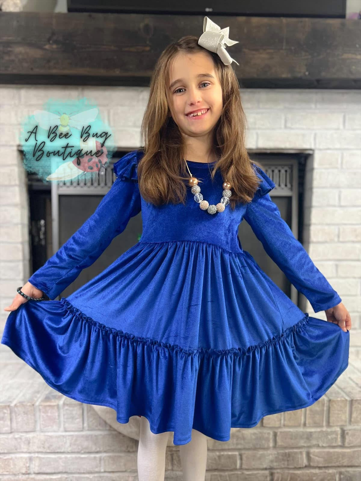 Sapphire Blue Velvet Dress – A Bee Bug Boutique