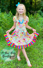 Load image into Gallery viewer, Rainbow Scholar Twirl Dress
