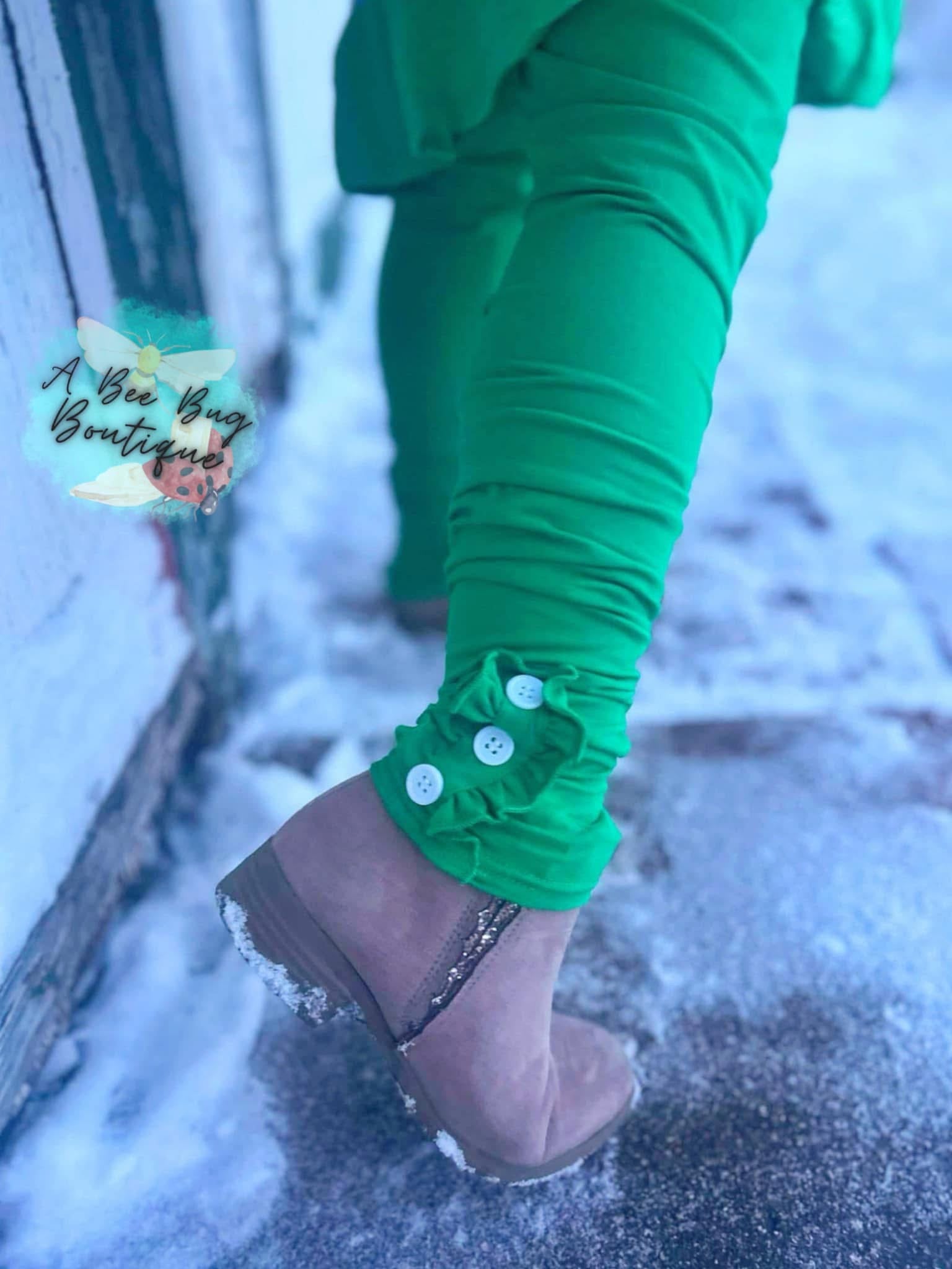 Green button leggings