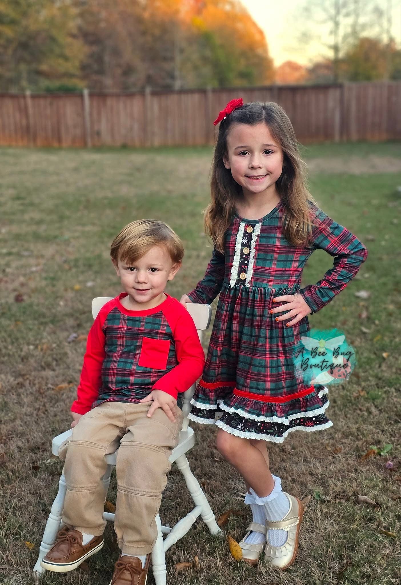 Classic Christmas Plaid Raglan Tee