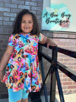Load image into Gallery viewer, Rainbow Princesses Bow Back Peplum
