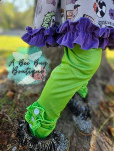 Neon Lime Button Leggings