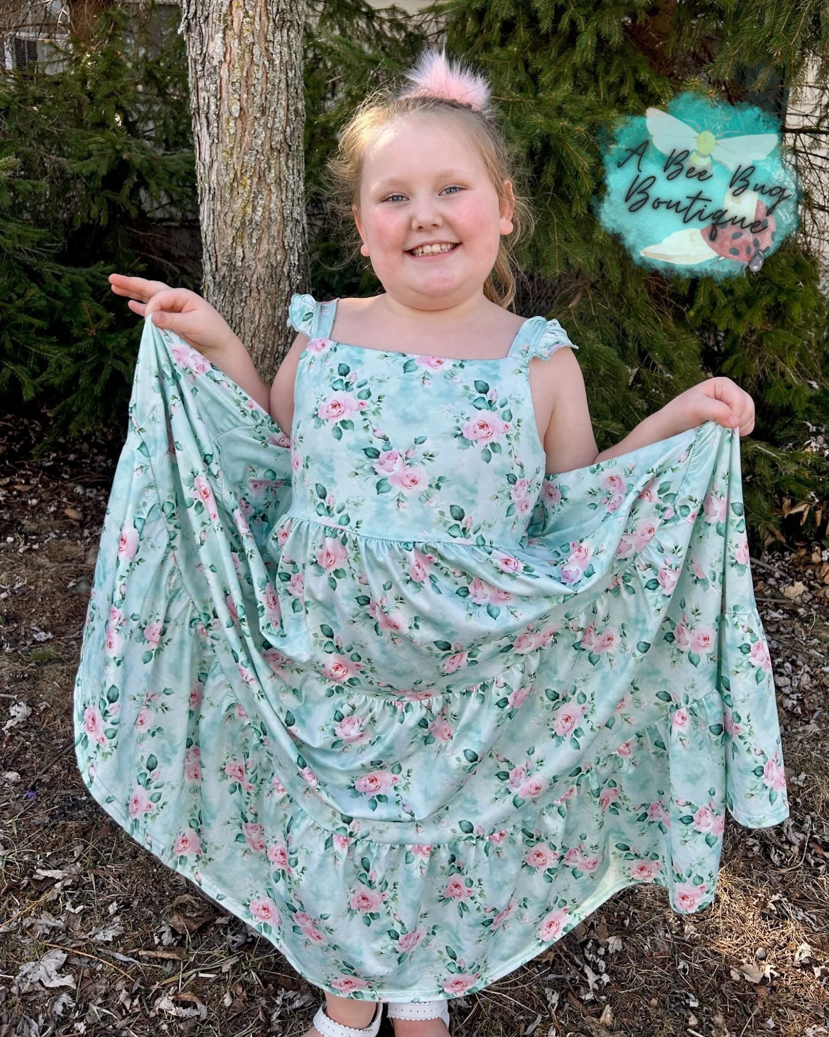 Spring Sage Floral Maxi Dress