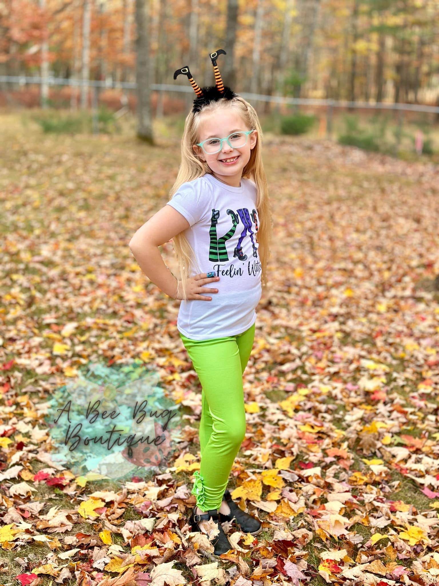 Neon Lime Button Leggings