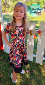 Load image into Gallery viewer, Midnight Blooms Bow Back Twirl Dress
