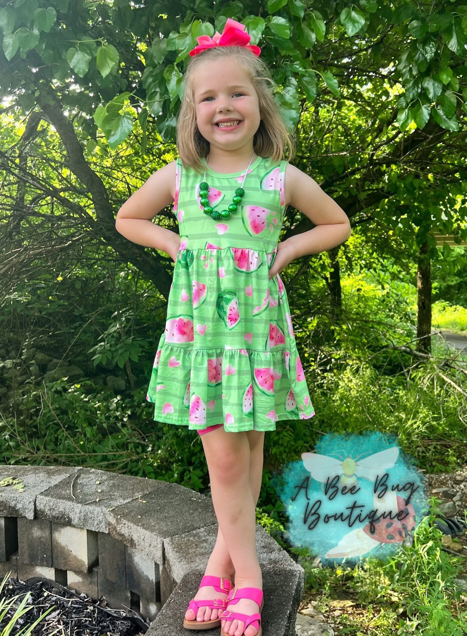 Watermelon Whirl Tiered Dress