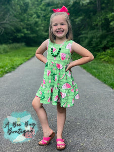 Watermelon Whirl Tiered Dress