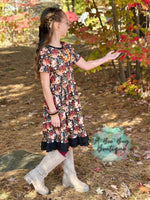 Load image into Gallery viewer, Midnight Blooms Bow Back Twirl Dress
