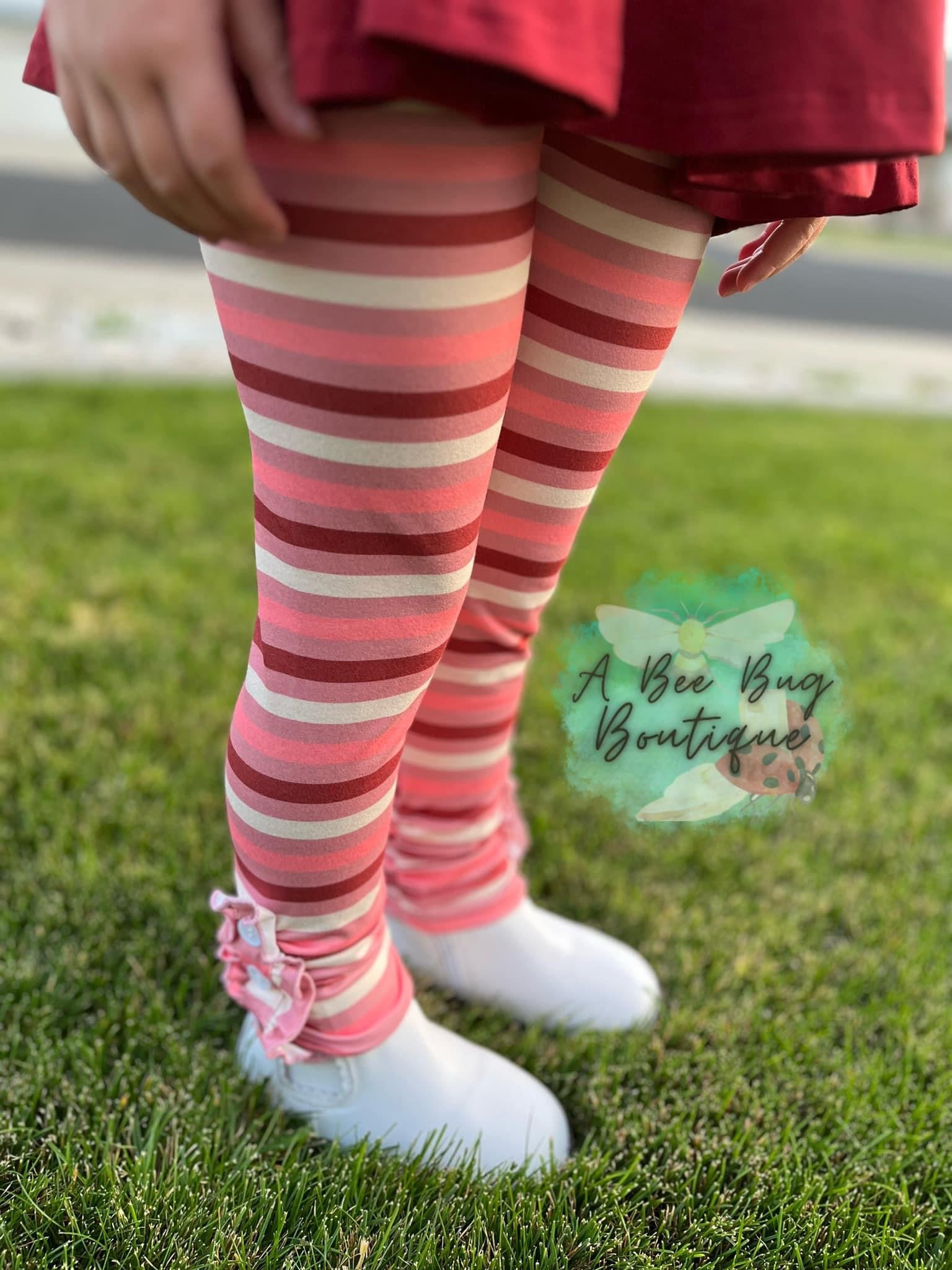 Mauve Stripe Button Leggings