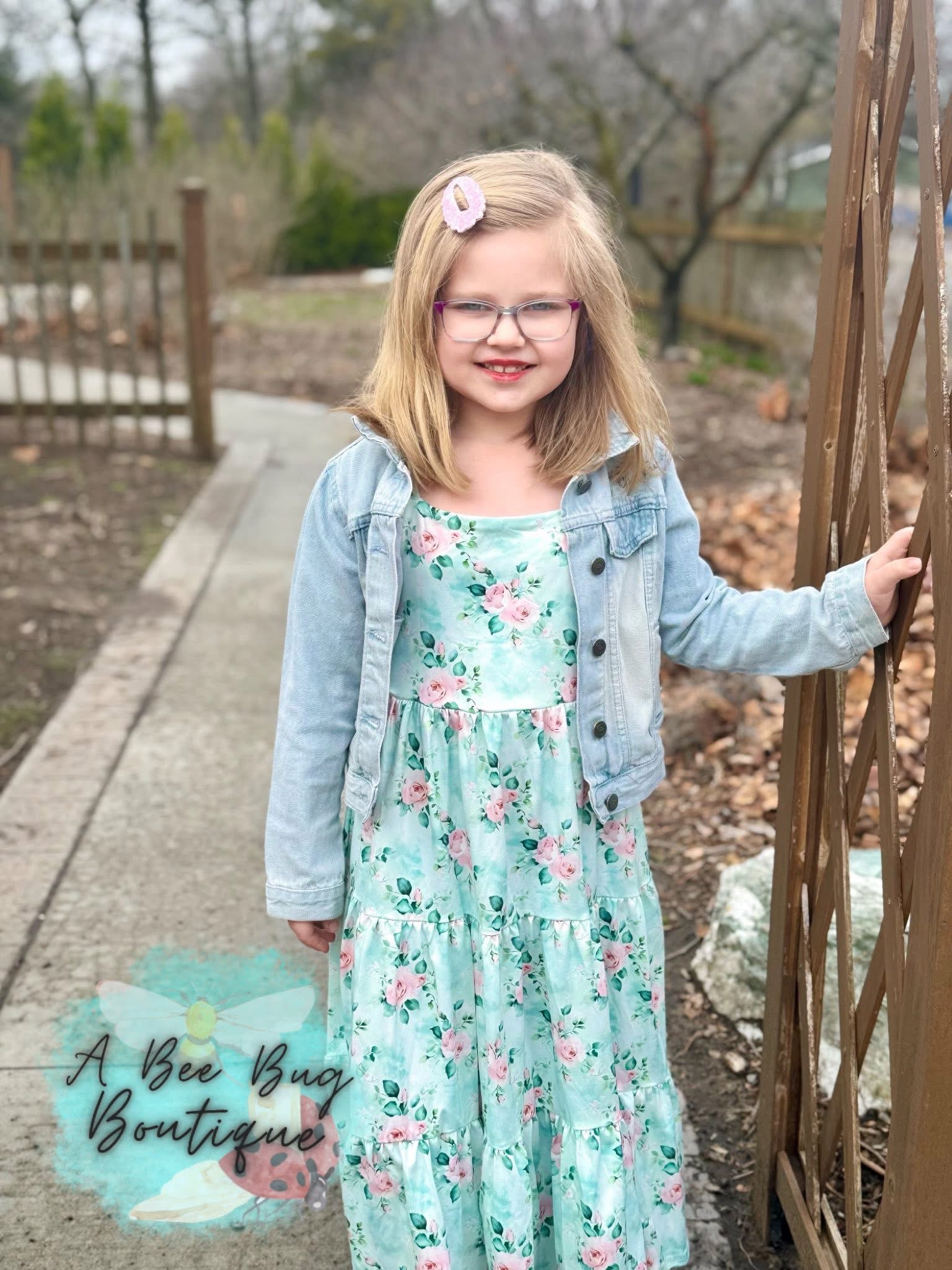 Spring Sage Floral Maxi Dress