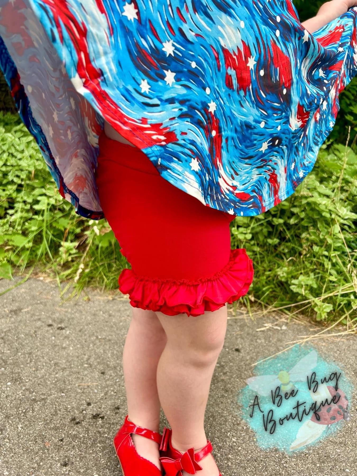 Red Ruffle Shorts