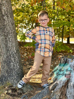 Load image into Gallery viewer, Autumn Plaid Henley Top

