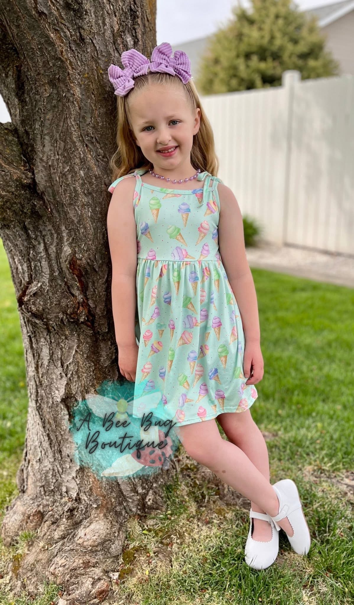 Sweet Scoops Tie Shoulder Dress