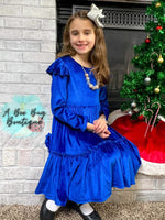 Load image into Gallery viewer, Sapphire Blue Velvet Dress
