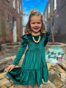 Emerald Green Velvet Dress A Bee Bug Boutique Emerald Green Velvet Dress A Bee Bug Boutique
