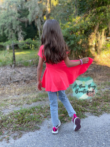 Neon Coral Peplum Top