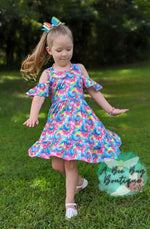 Load image into Gallery viewer, Neon Tie Dye Cold Shoulder Dress
