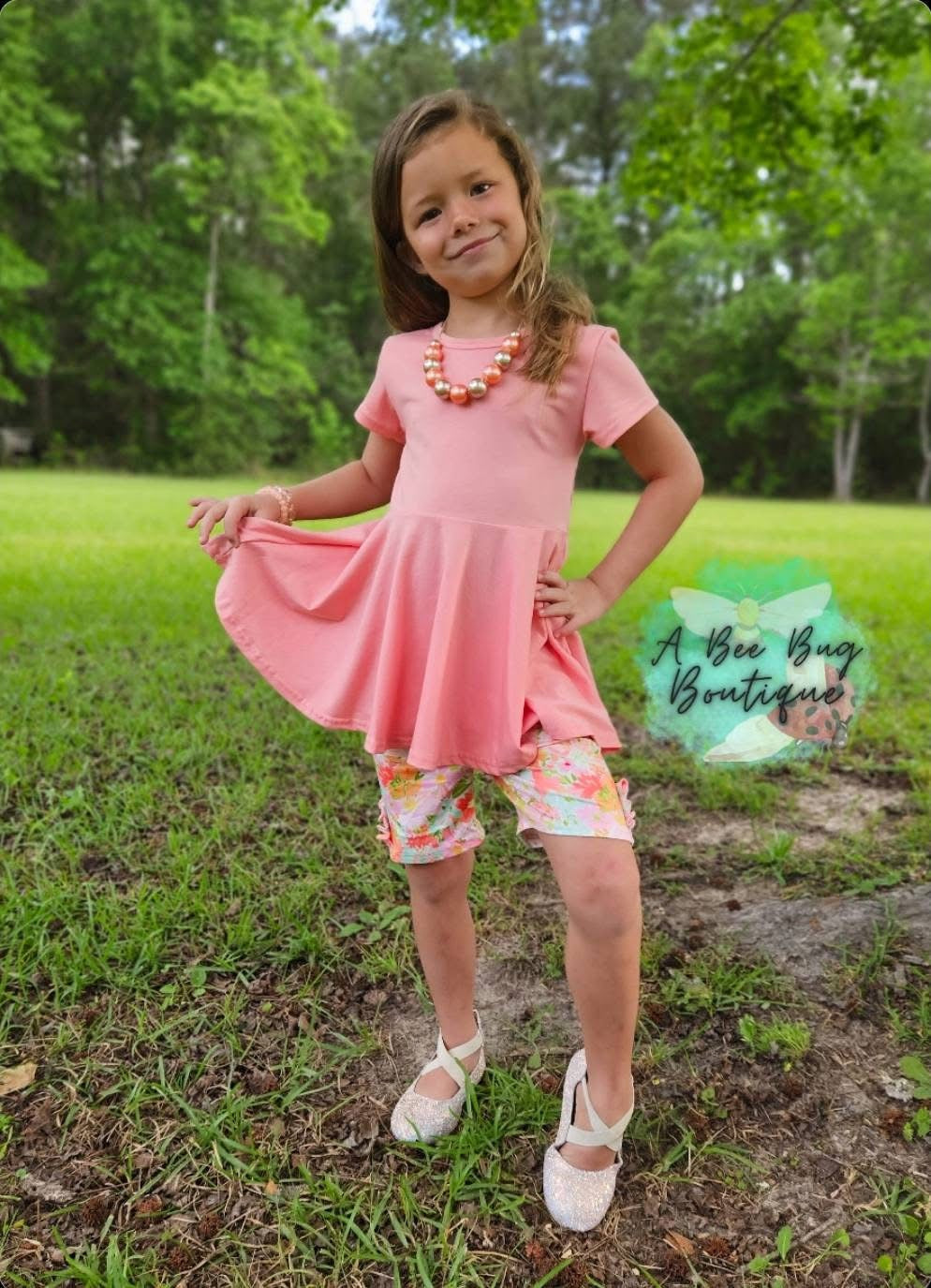 Peach Bow Back Peplum