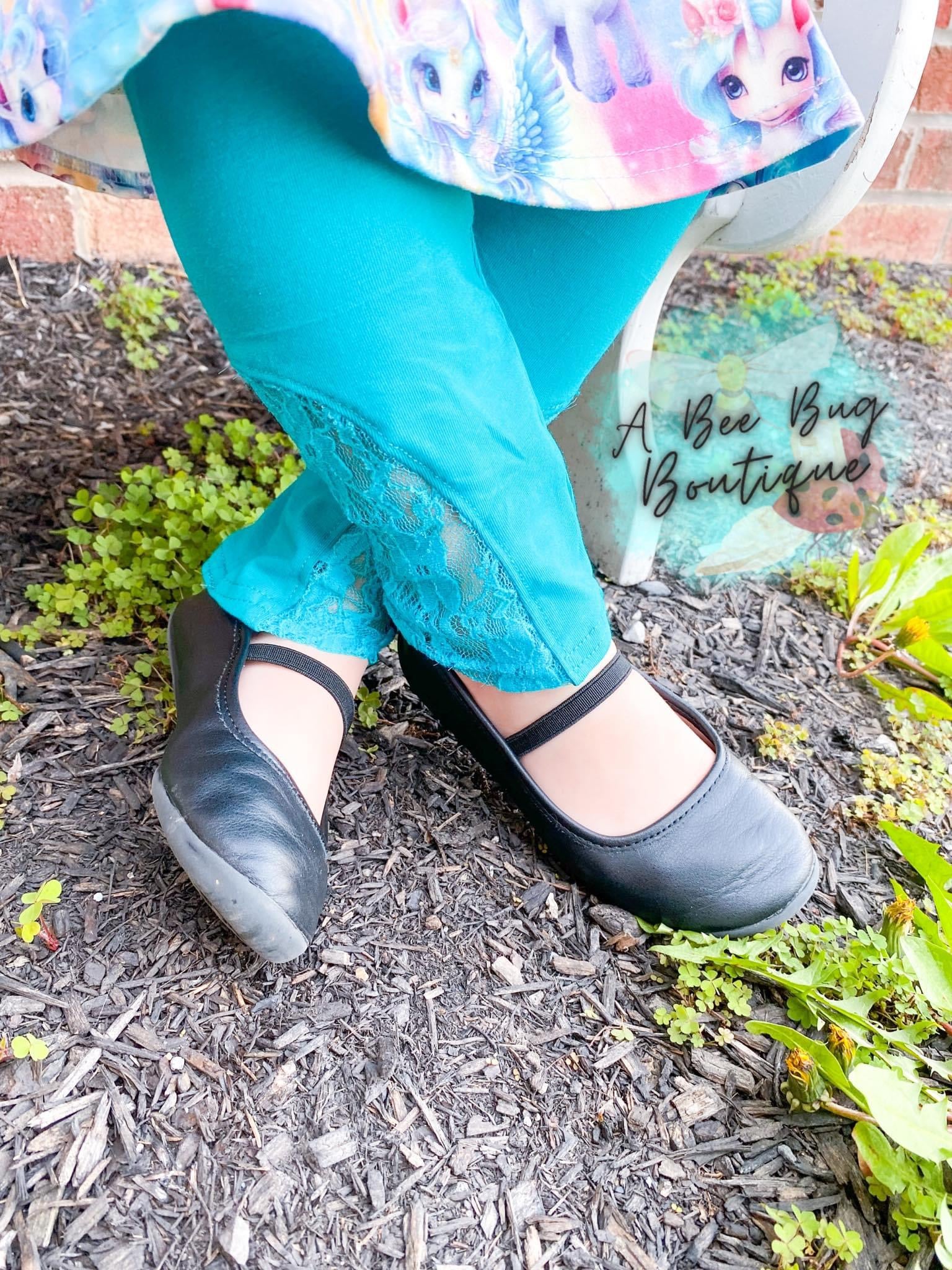 Teal Lace Insert Leggings