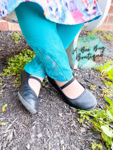 Teal Lace Insert Leggings