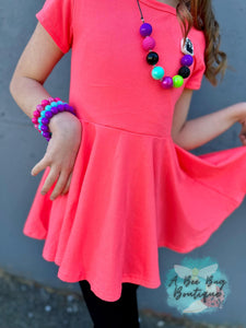 Neon Coral Peplum Top