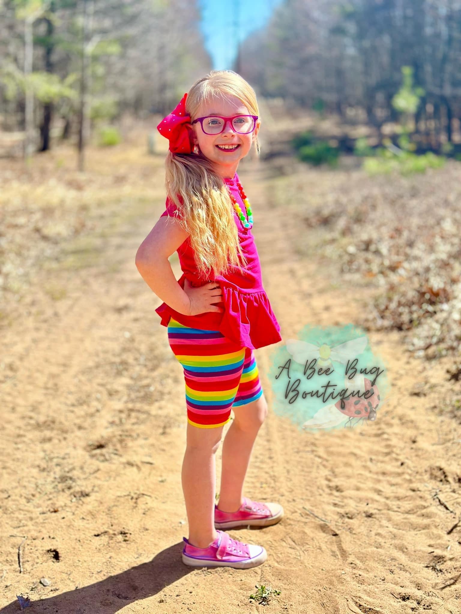 Rainbow Stripe Biker Shorts