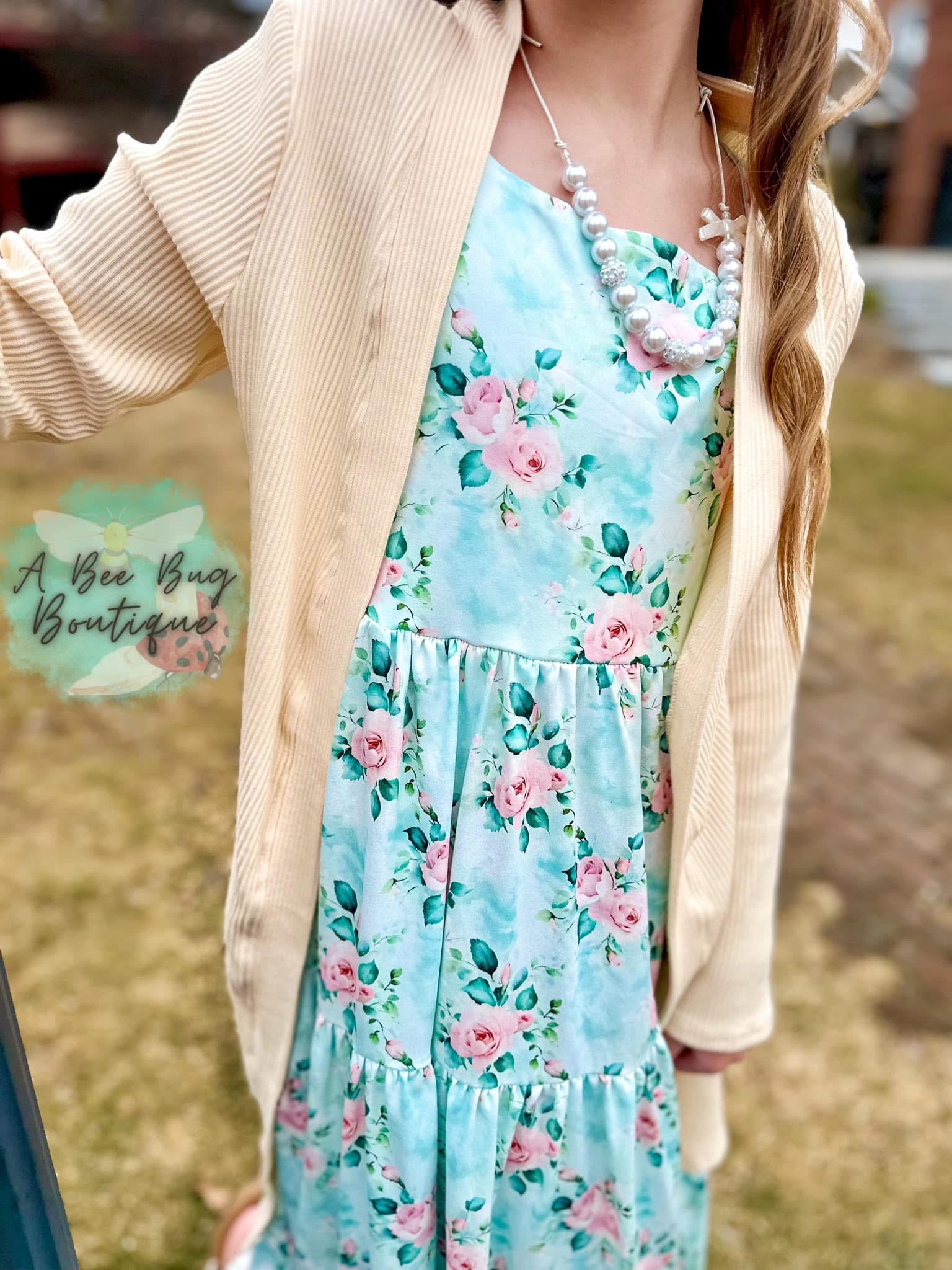 Spring Sage Floral Maxi Dress