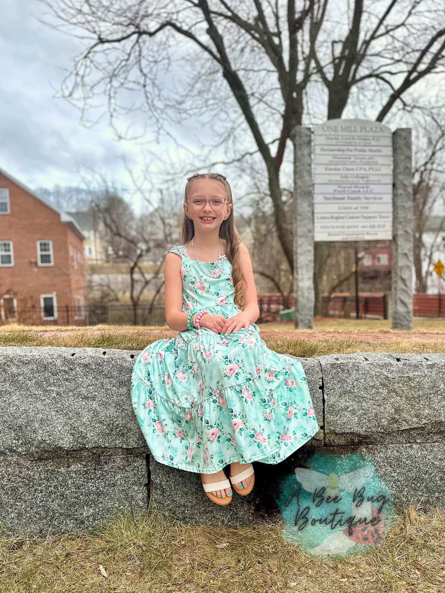Spring Sage Floral Maxi Dress