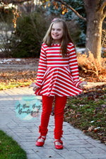 Load image into Gallery viewer, Red &amp; White Striped Bow Back Peplum

