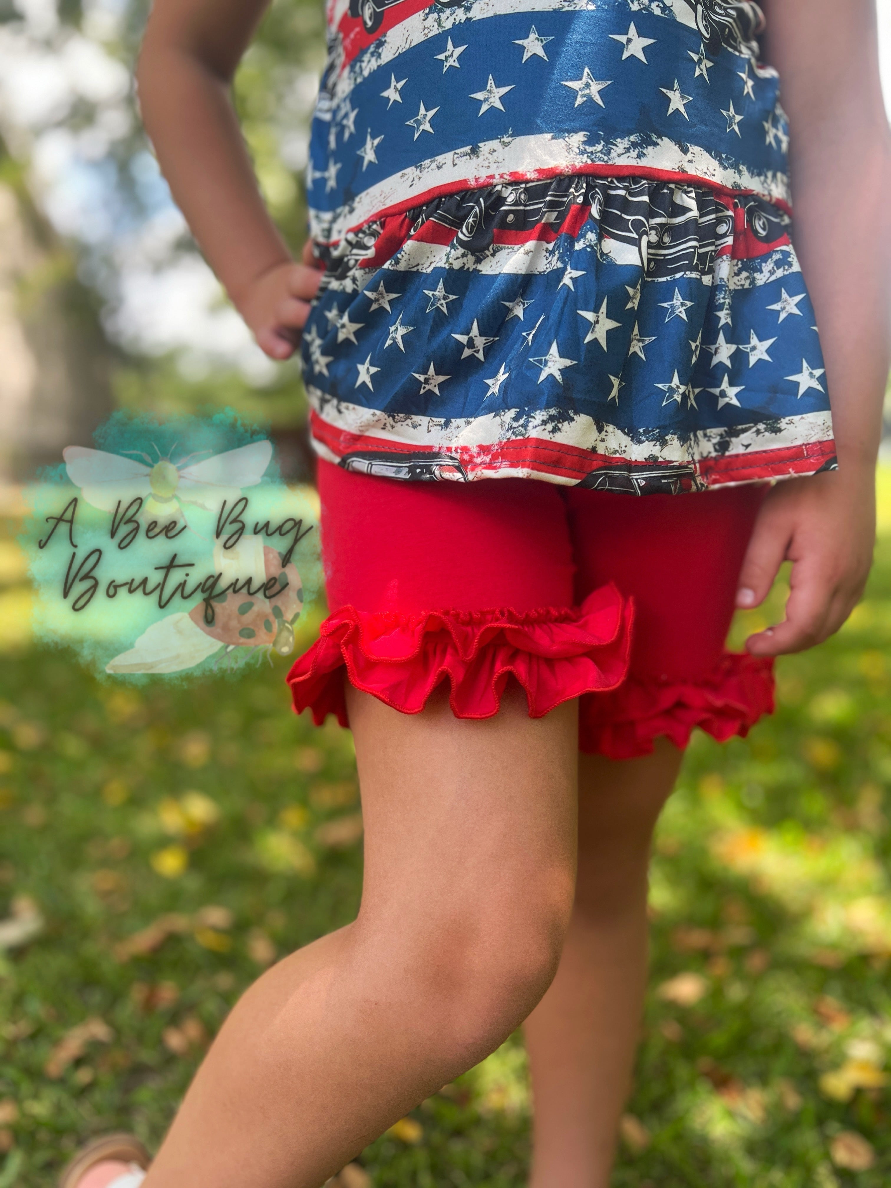 Red Ruffle Shorts