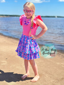 Watercolor Mermaid Ruffled Skort