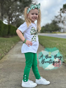 Green button leggings