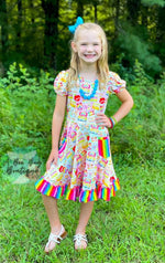 Load image into Gallery viewer, Rainbow Scholar Twirl Dress
