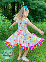 Load image into Gallery viewer, Rainbow Scholar Twirl Dress
