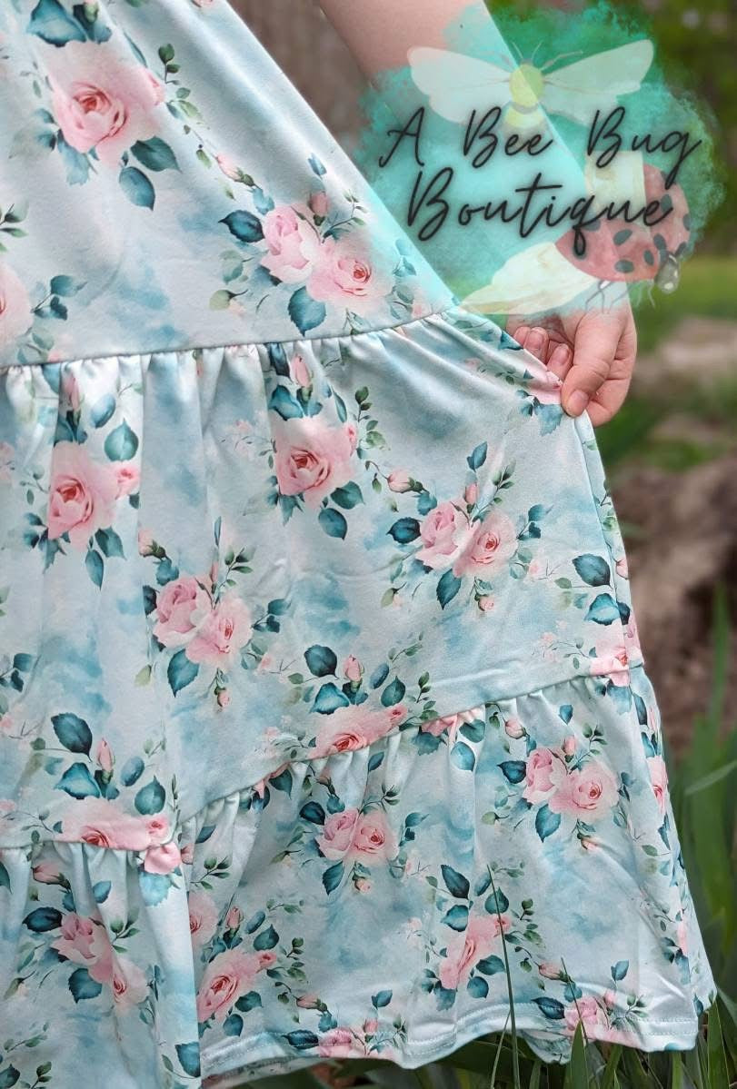 Spring Sage Floral Maxi Dress